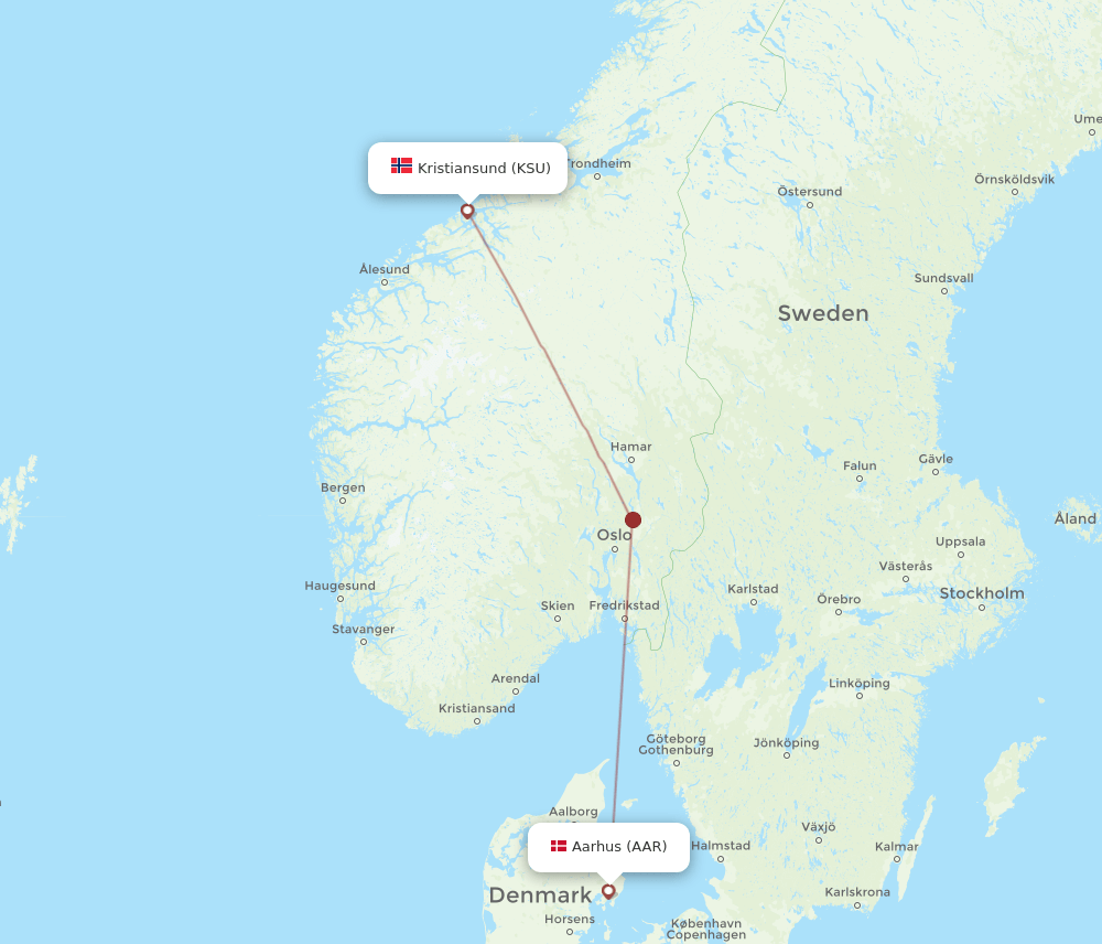 KSU to AAR flights and routes map