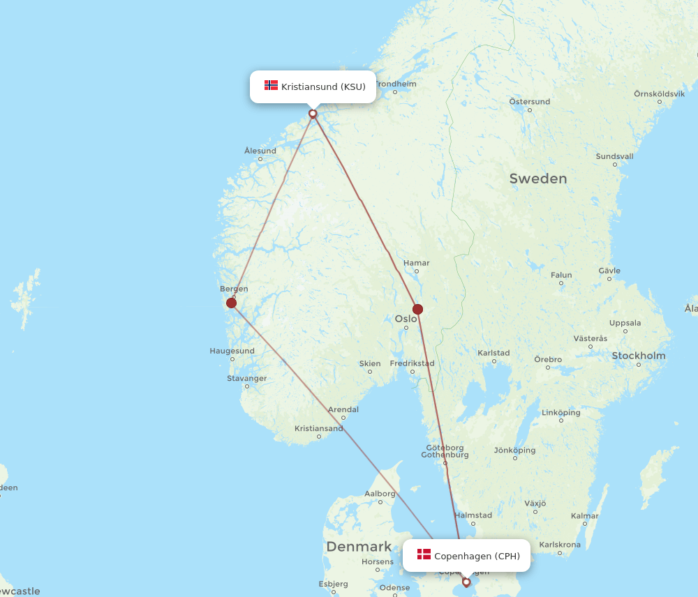 KSU-CPH flight routes