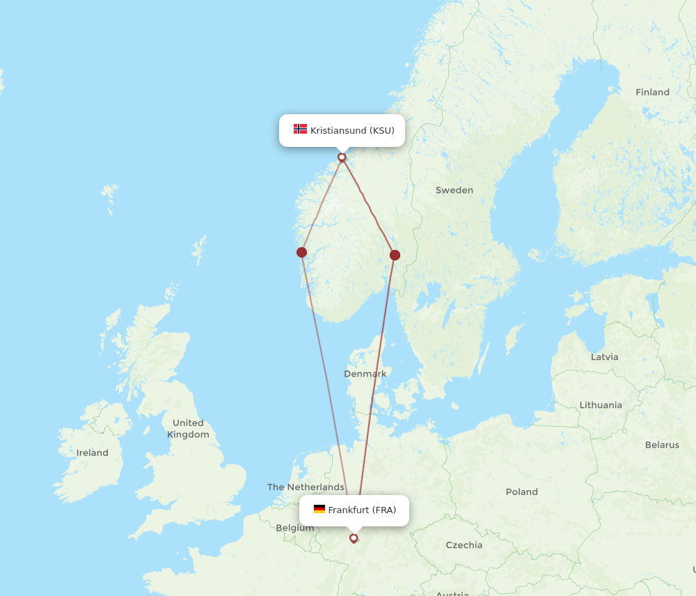 KSU-FRA flight routes
