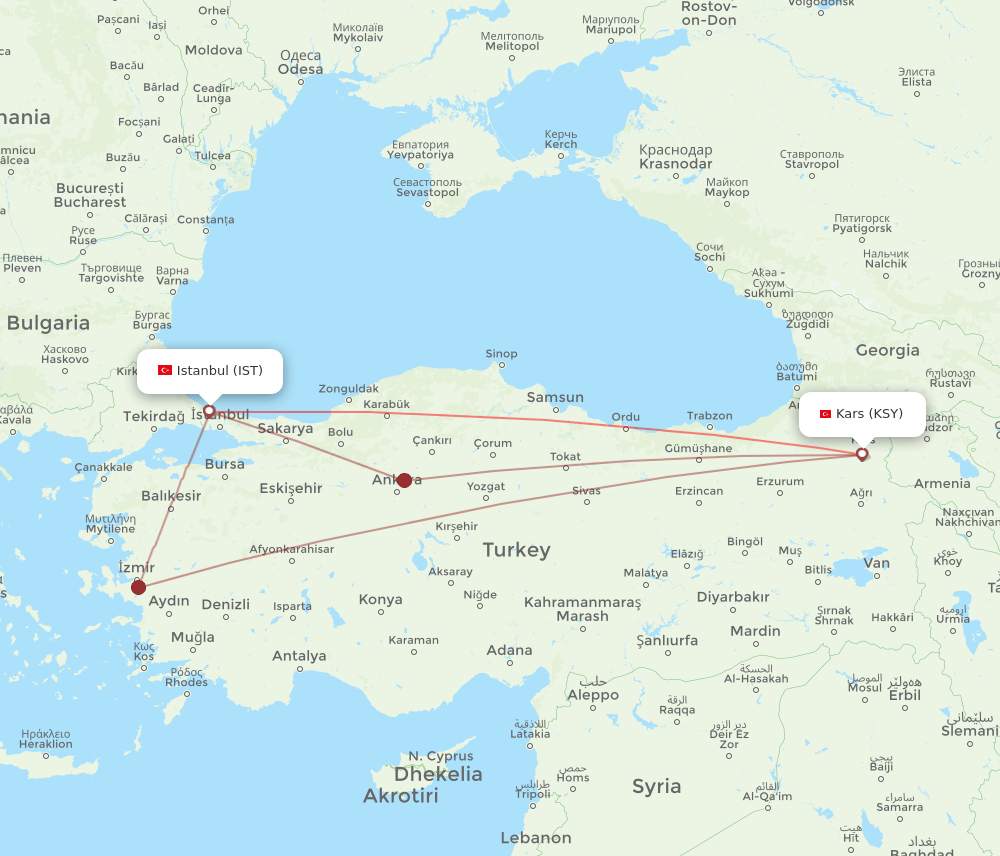 KSY-IST flight routes