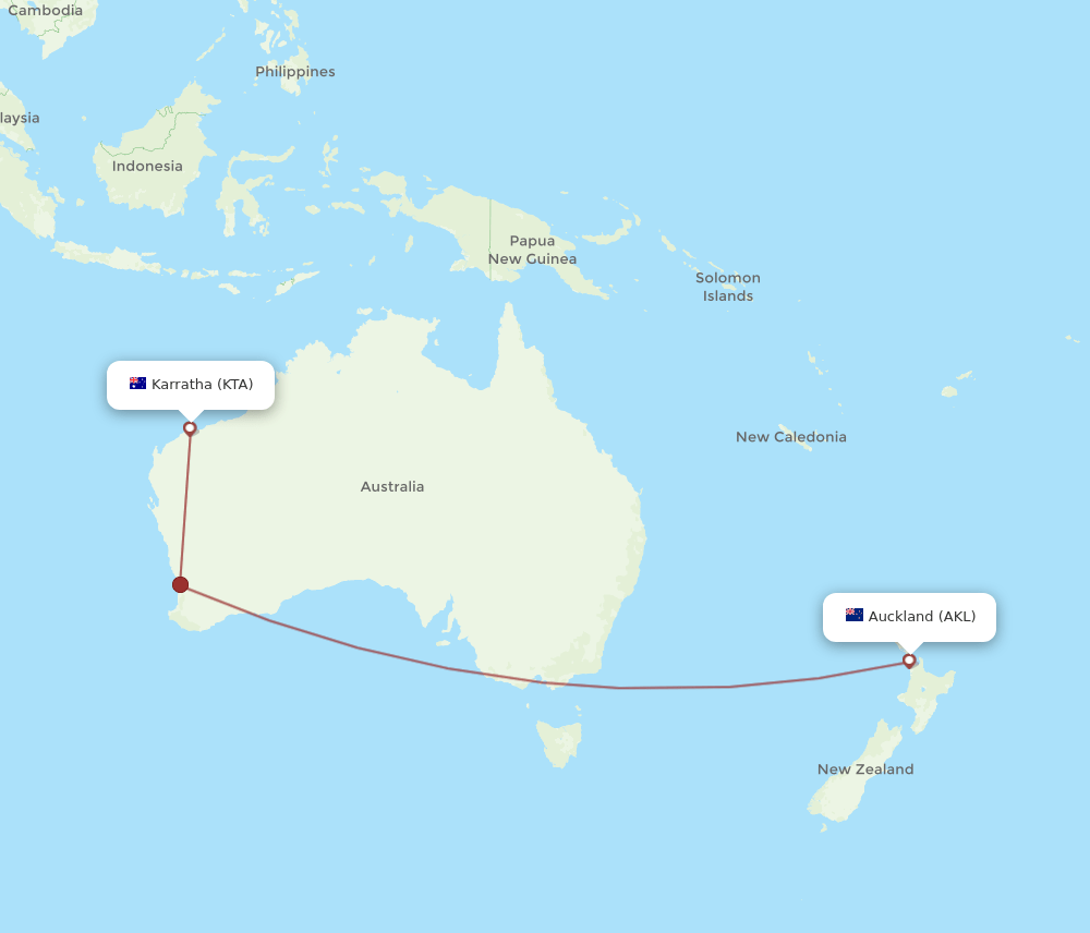 KTA to AKL flights and routes map