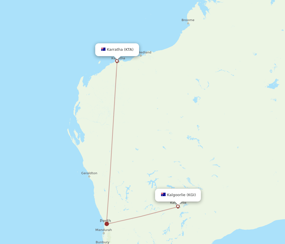 KTA-KGI flight routes
