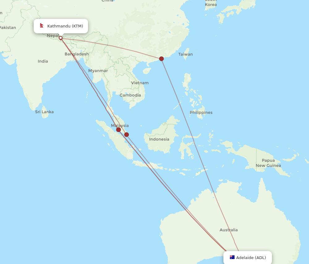 KTM-ADL flight routes