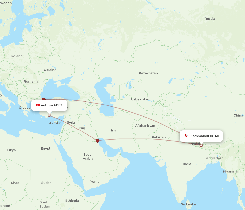 KTM-AYT flight routes