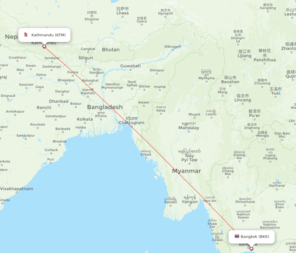 KTM-BKK flight routes