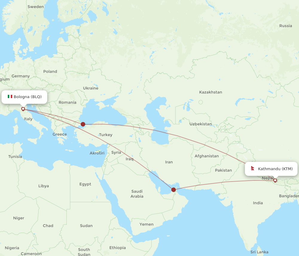 KTM-BLQ flight routes