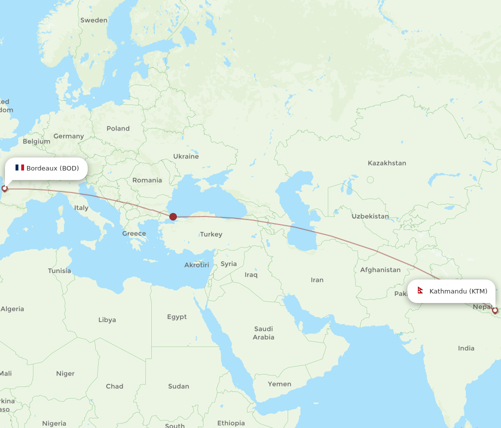 KTM to BOD flights and routes map