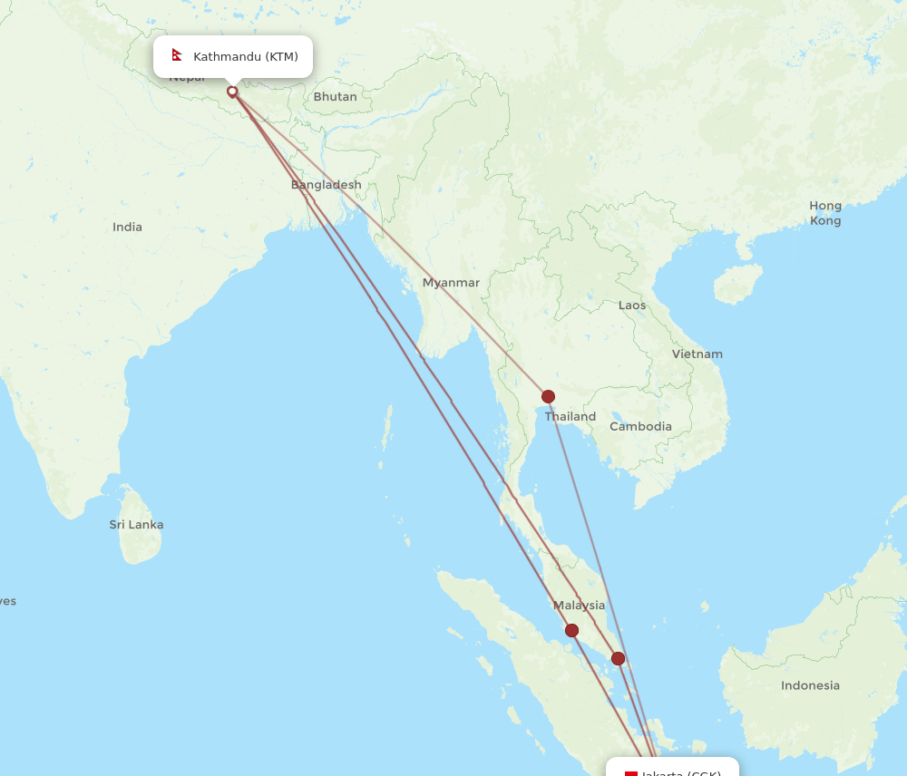 KTM-CGK flight routes