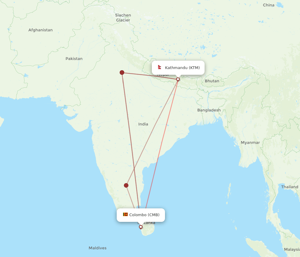 KTM-CMB flight routes