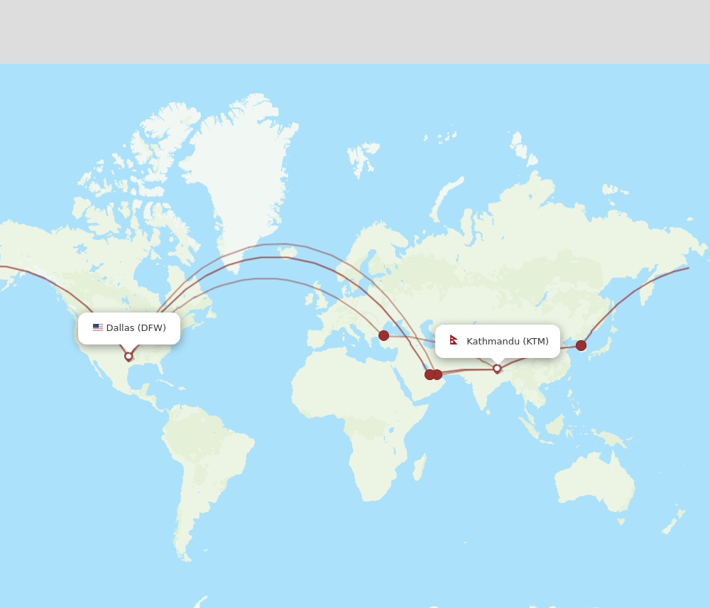 KTM-DFW flight routes