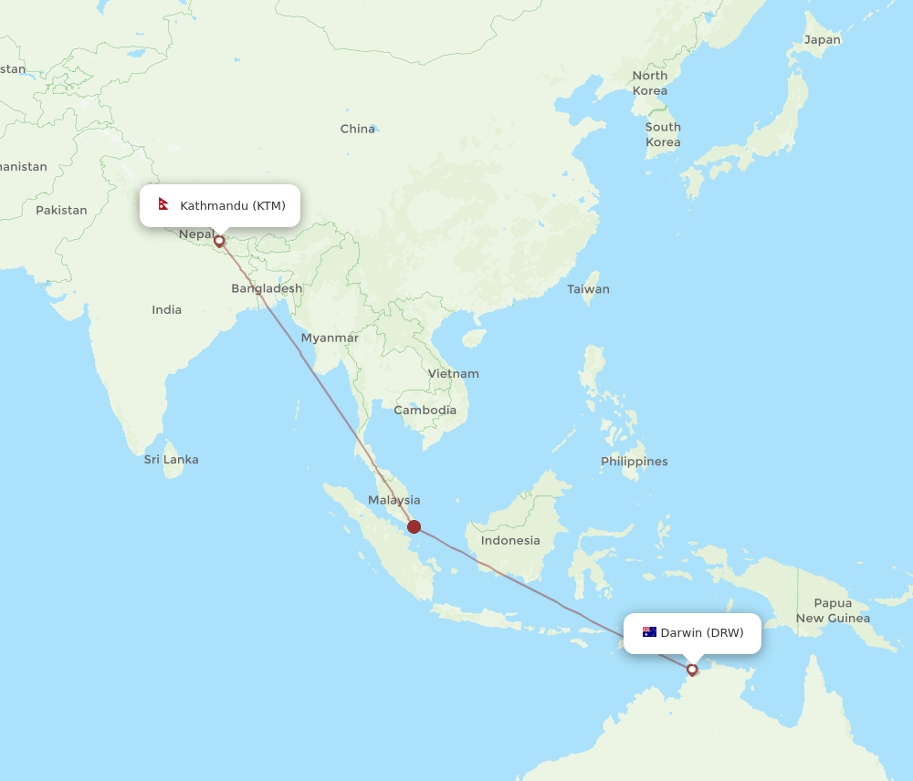 KTM-DRW flight routes