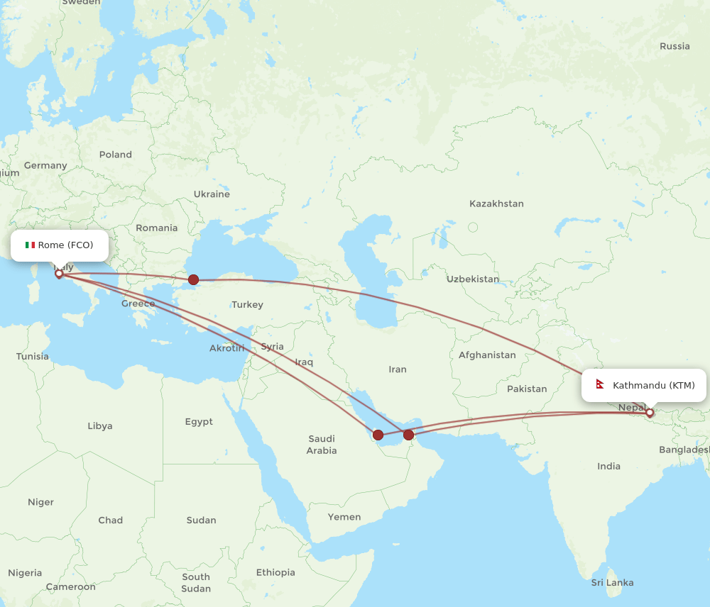 KTM-FCO flight routes