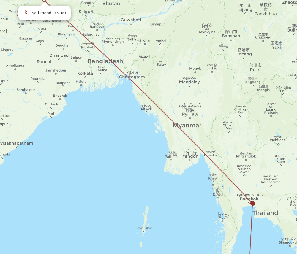 KTM to HDY flights and routes map