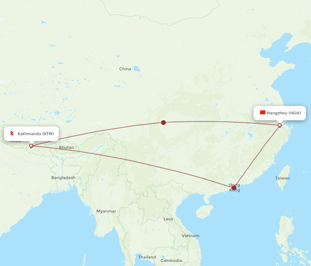 KTM-HGH flight routes