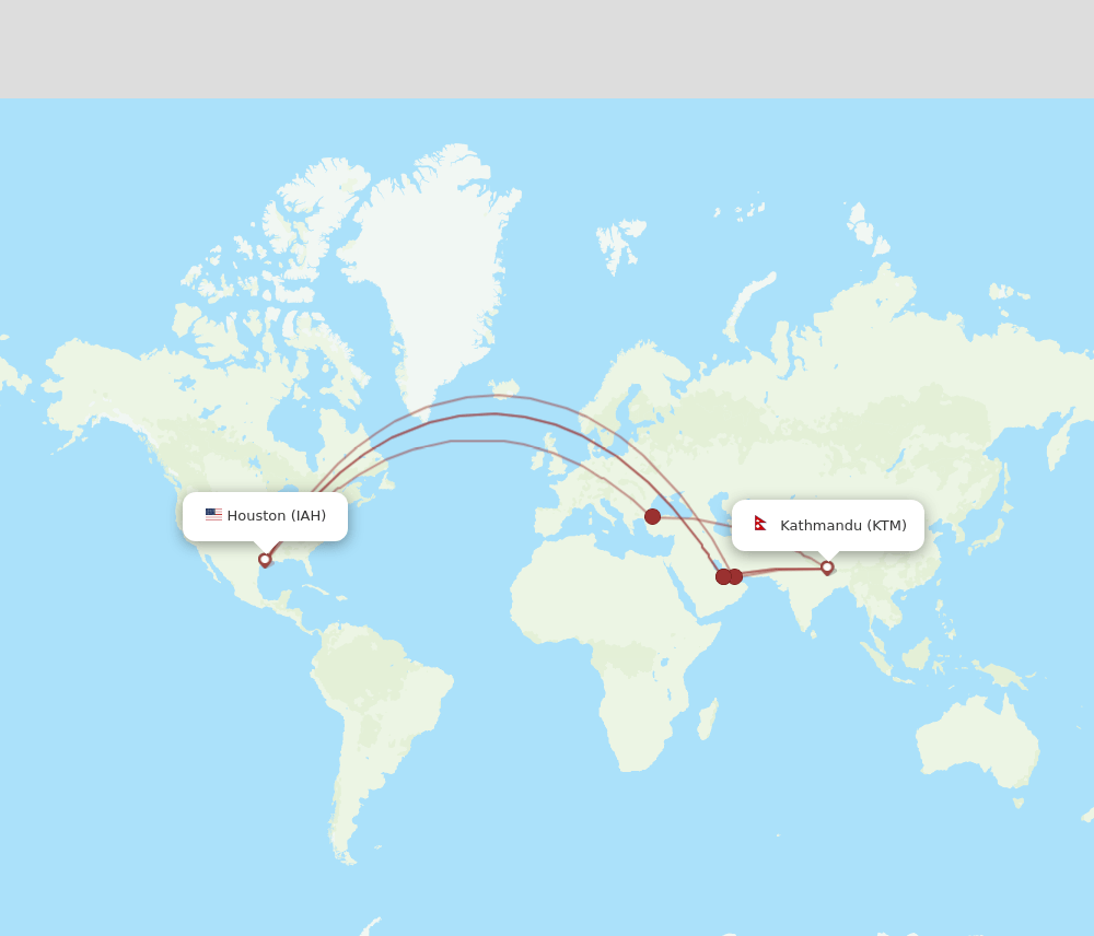 KTM to IAH flights and routes map