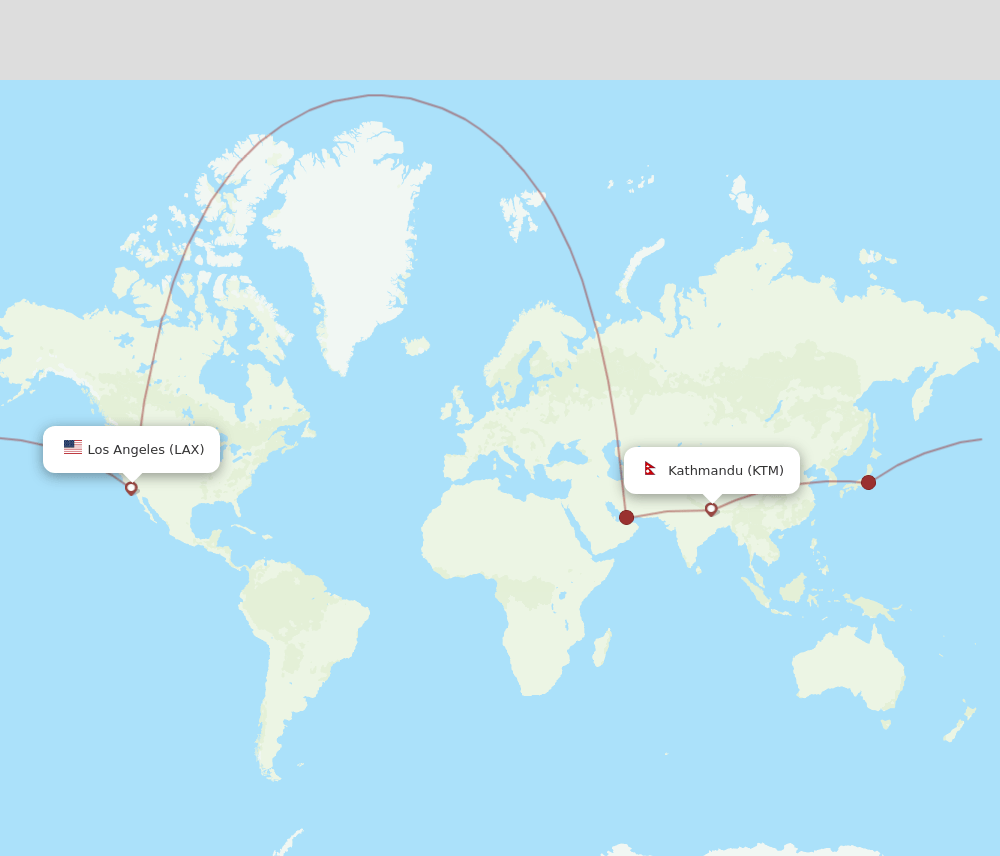 KTM-LAX flight routes