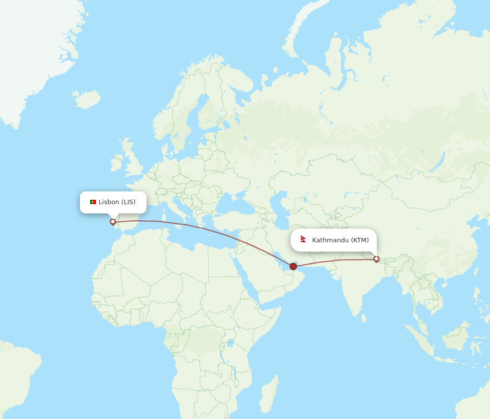 KTM-LIS flight routes