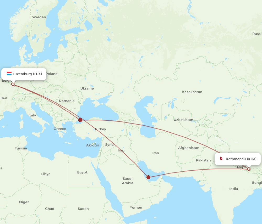 KTM-LUX flight routes