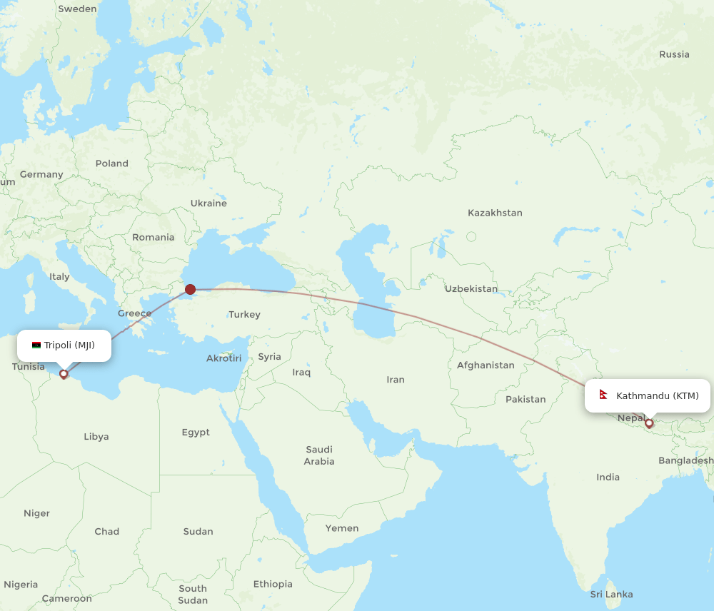 KTM-MJI flight routes