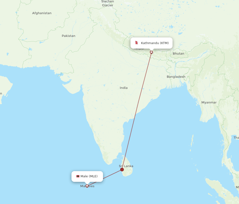 KTM-MLE flight routes