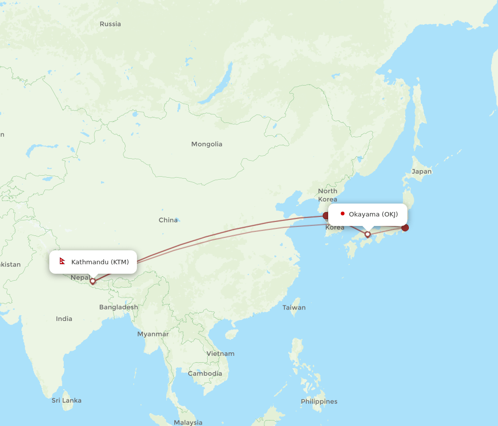 KTM-OKJ flight routes