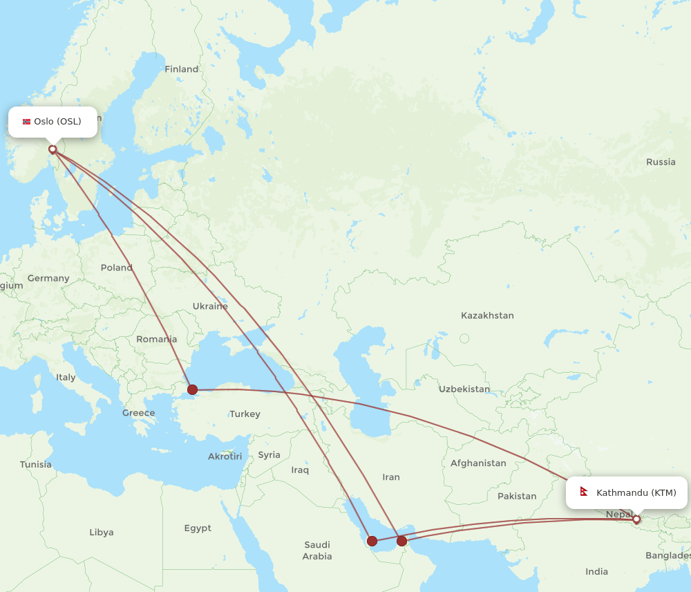 KTM-OSL flight routes