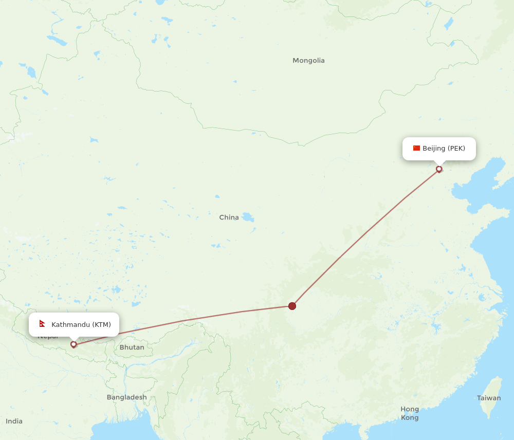 KTM-PEK flight routes