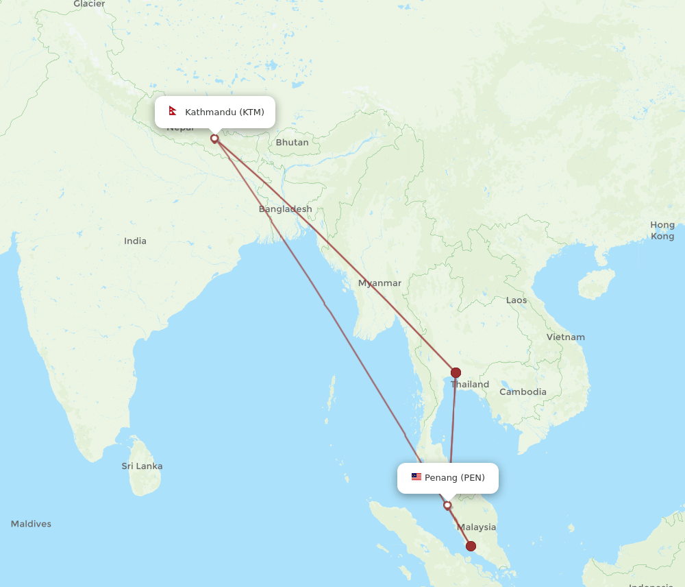 KTM to PEN flights and routes map