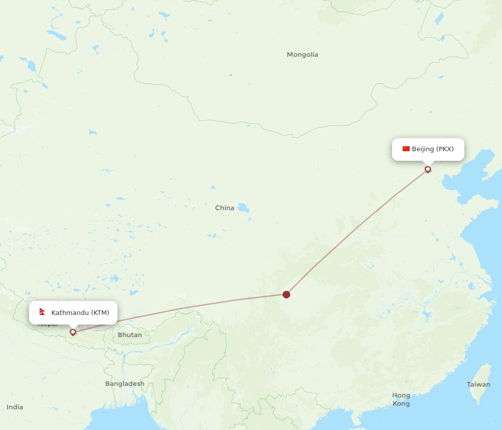 PKX to KTM flights and routes map