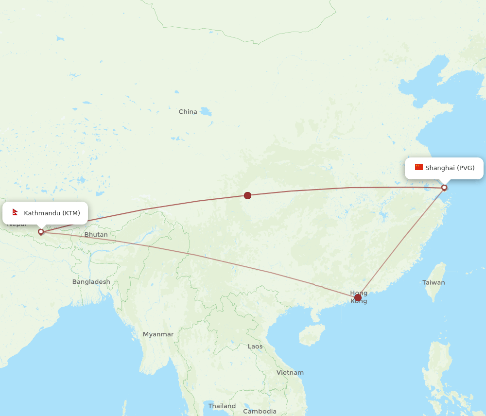 KTM-PVG flight routes