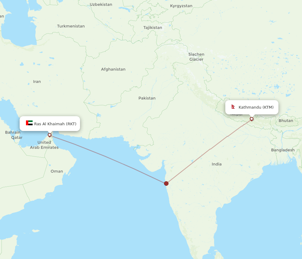 KTM to RKT flights and routes map