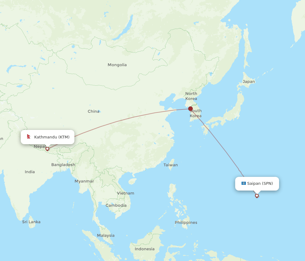 KTM to SPN flights and routes map