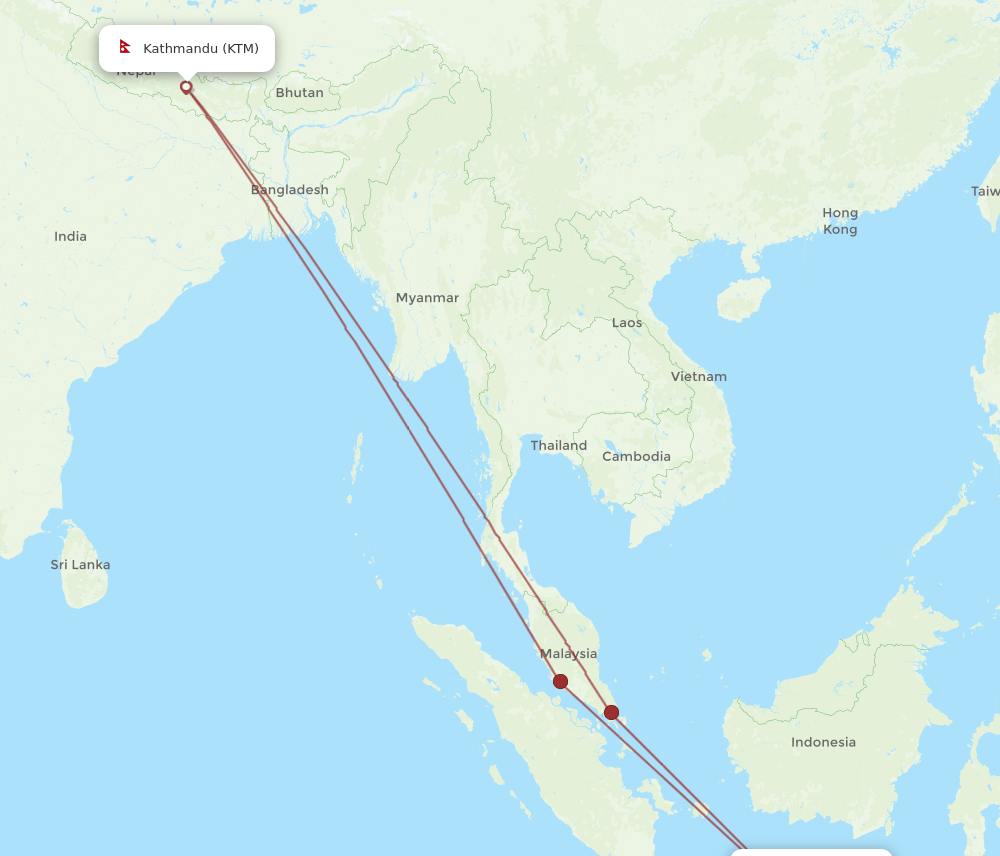 KTM-SUB flight routes