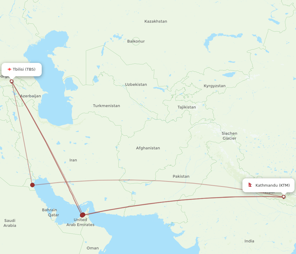 KTM-TBS flight routes