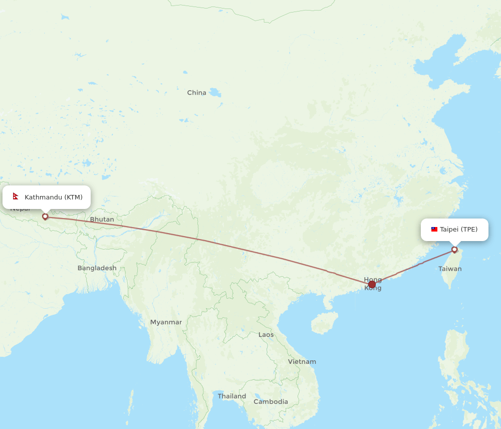 KTM-TPE flight routes