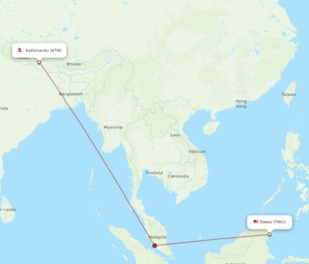 KTM to TWU flights and routes map