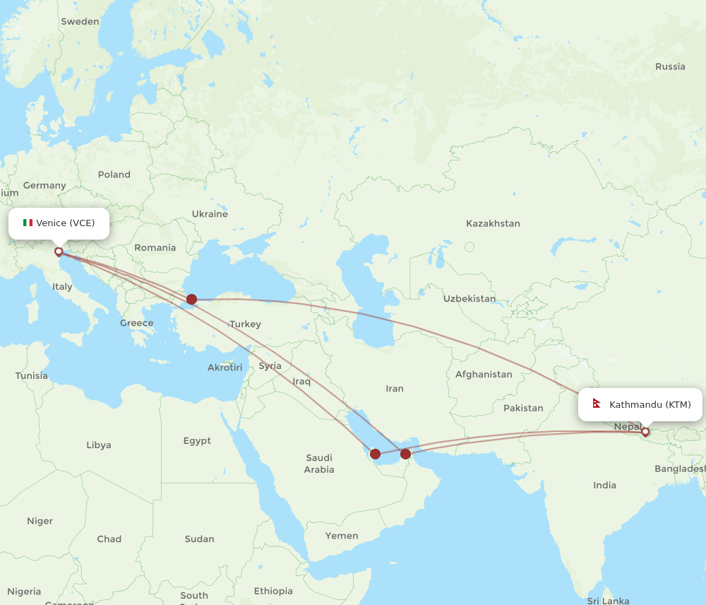 KTM-VCE flight routes