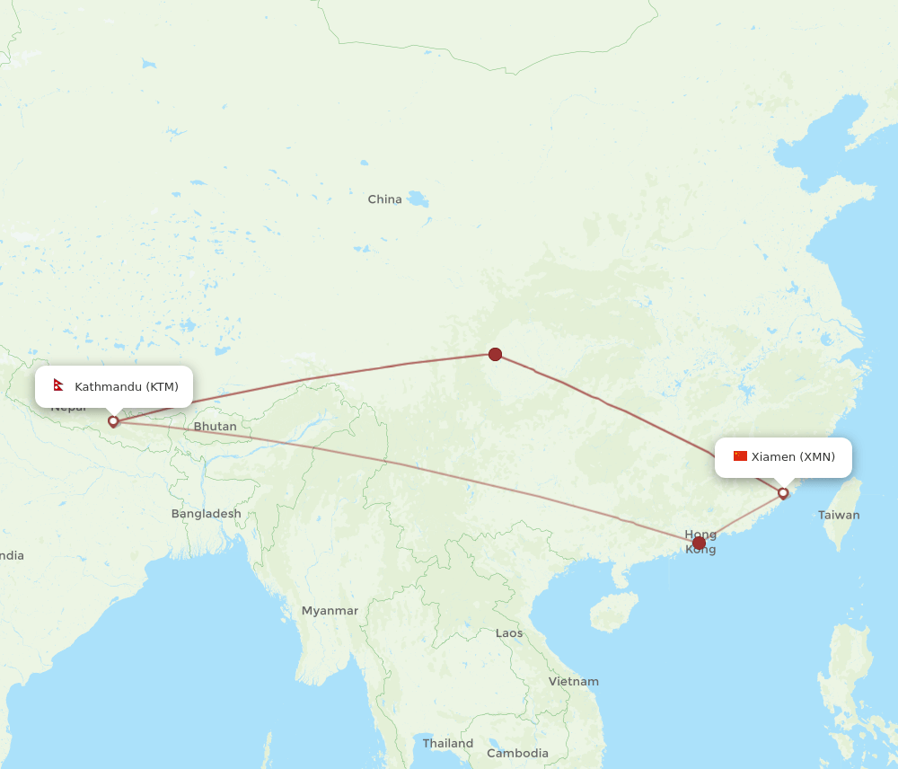 XMN to KTM flights and routes map