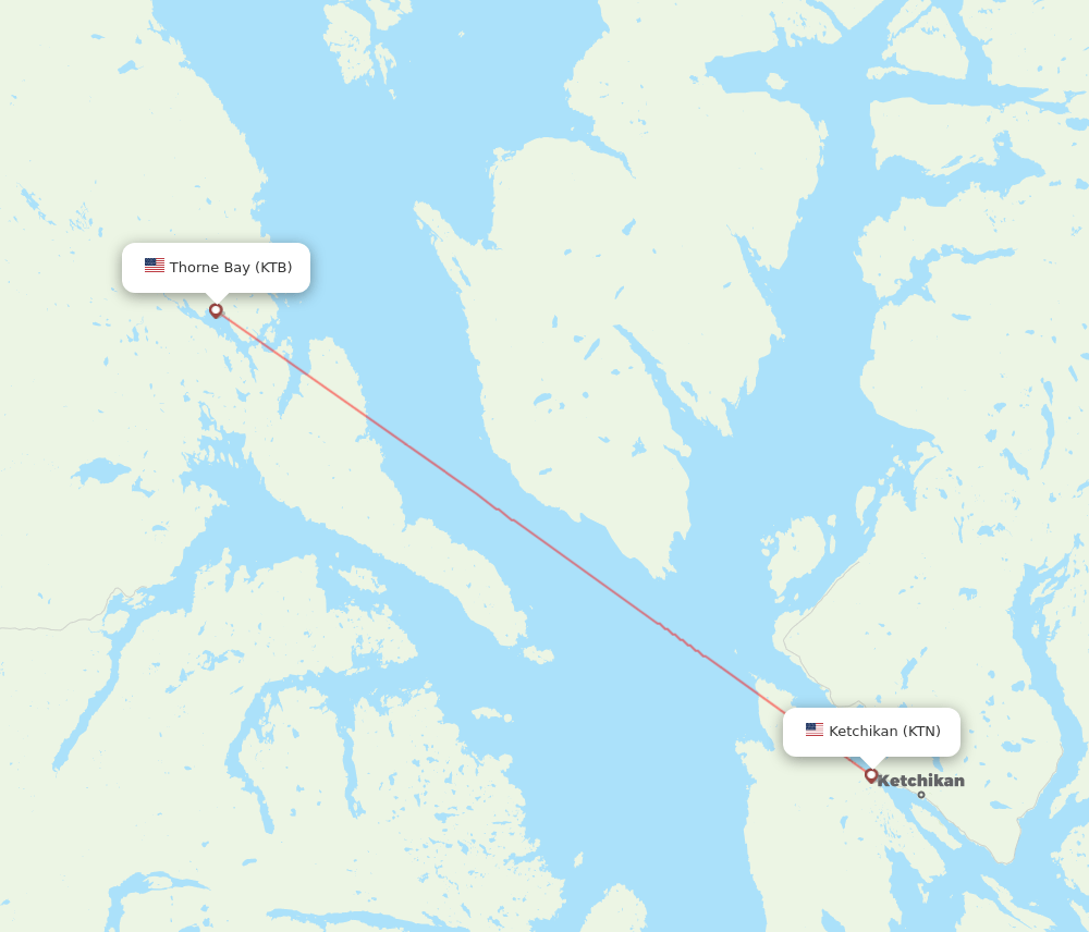 Ketchikan - Thorne Bay route map and flight paths