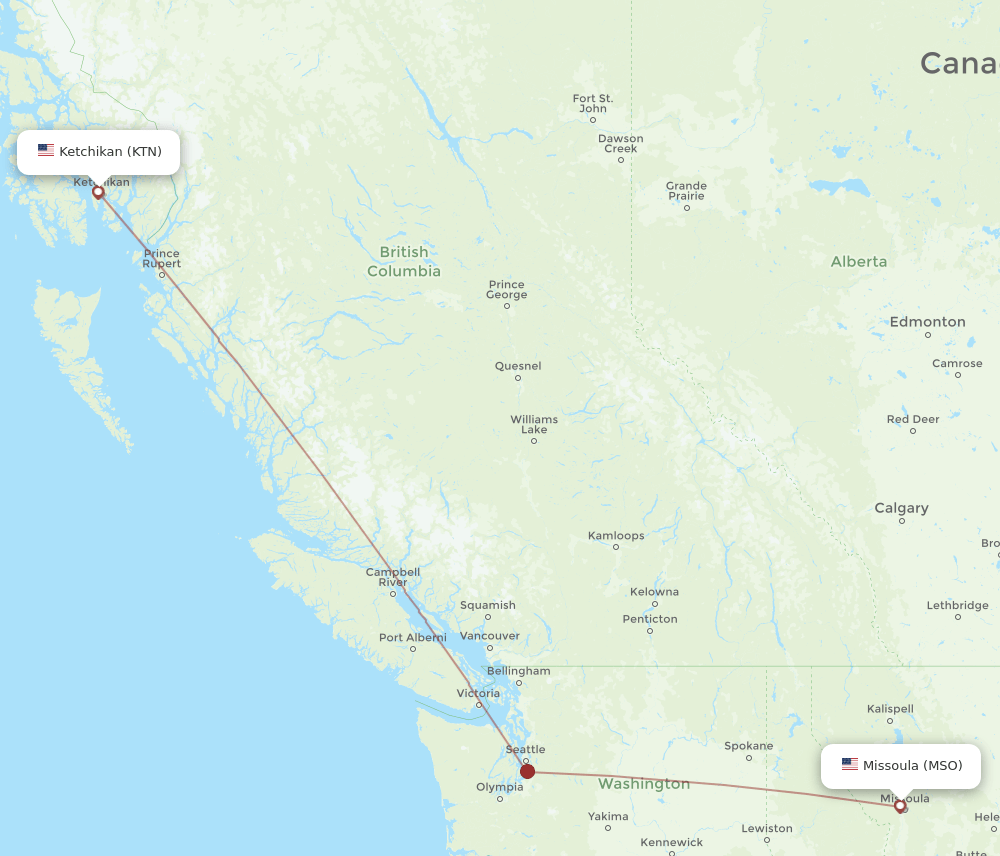 KTN-MSO flight routes