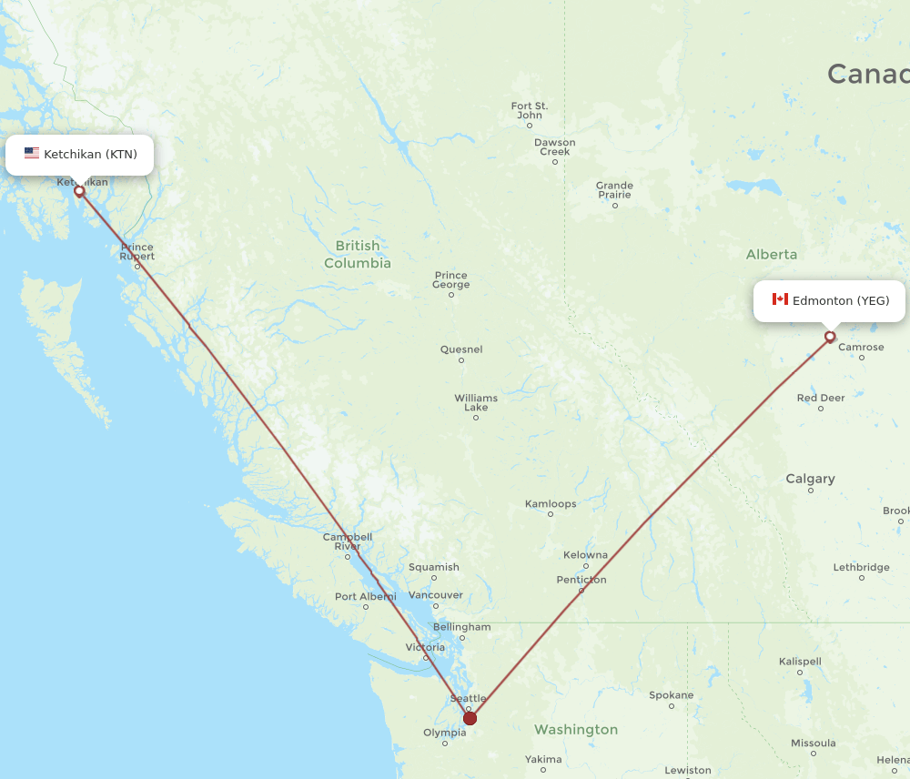 KTN-YEG flight routes
