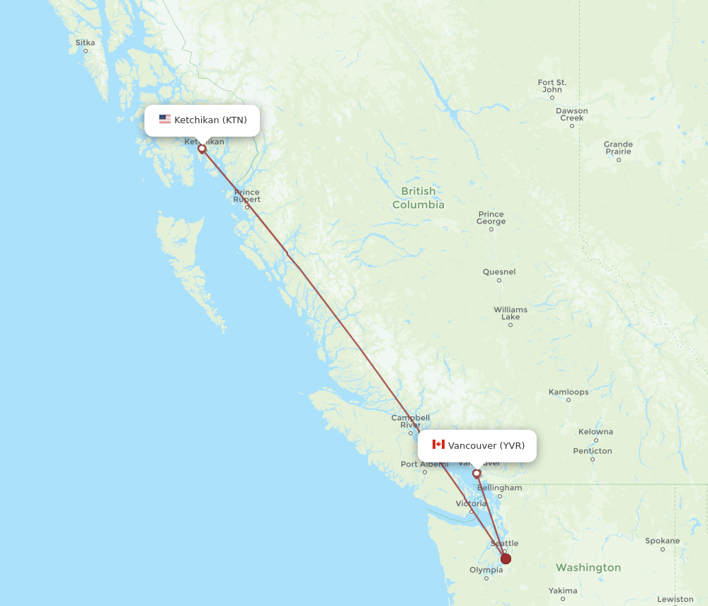 KTN-YVR flight routes