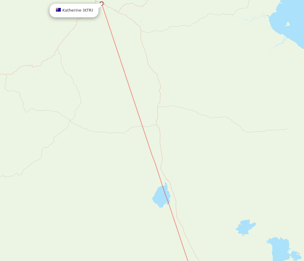 Katherine - Tennant Creek route map and flight paths