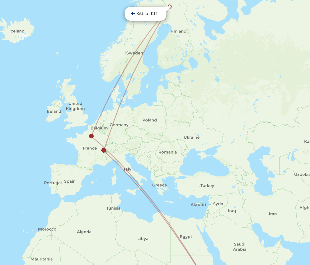 KTT-ADD flight routes
