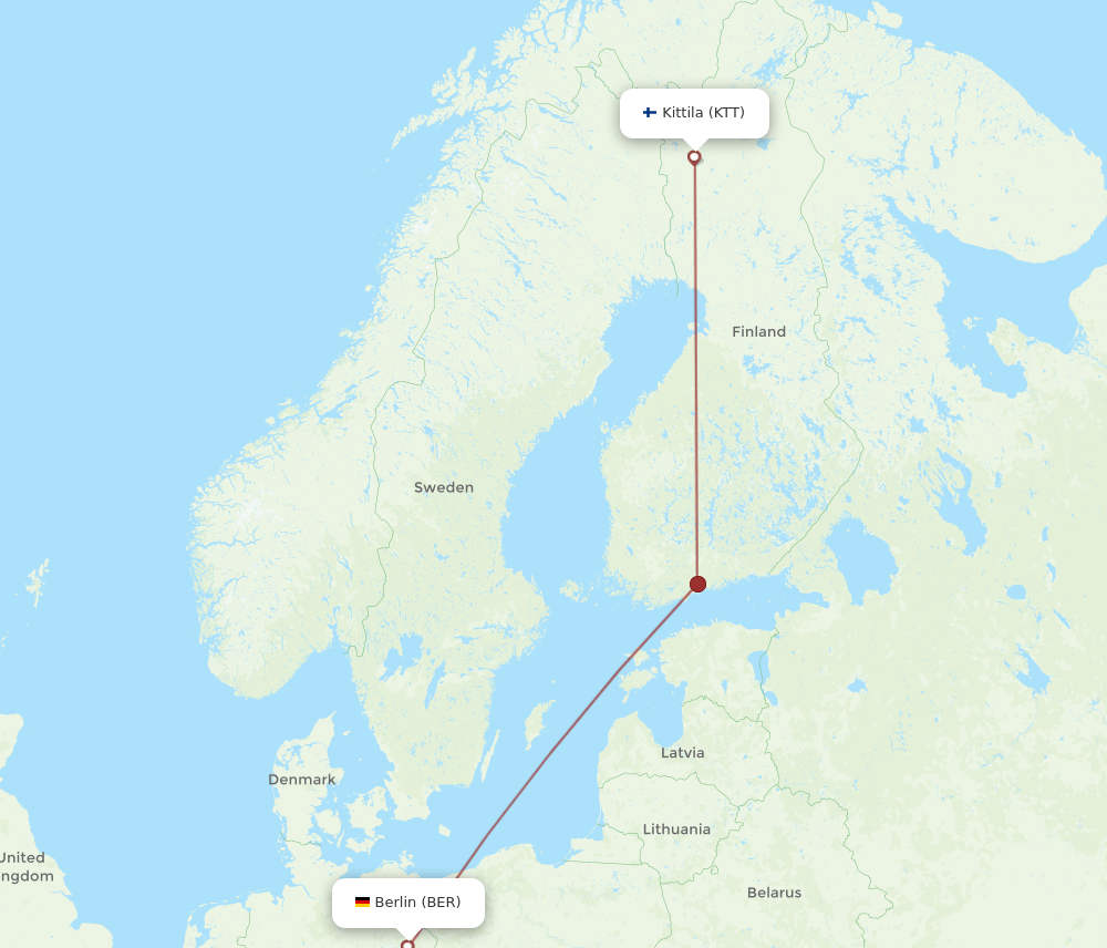 KTT-BER flight routes