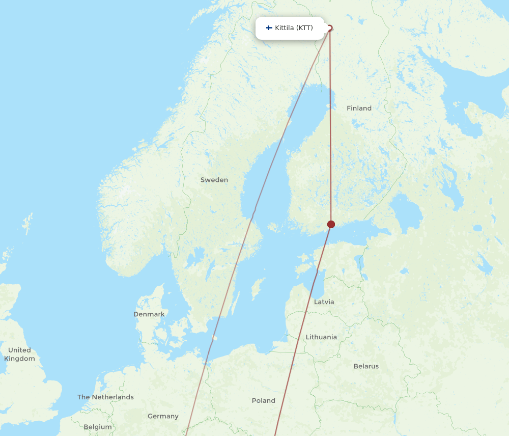 KTT-BUD flight routes