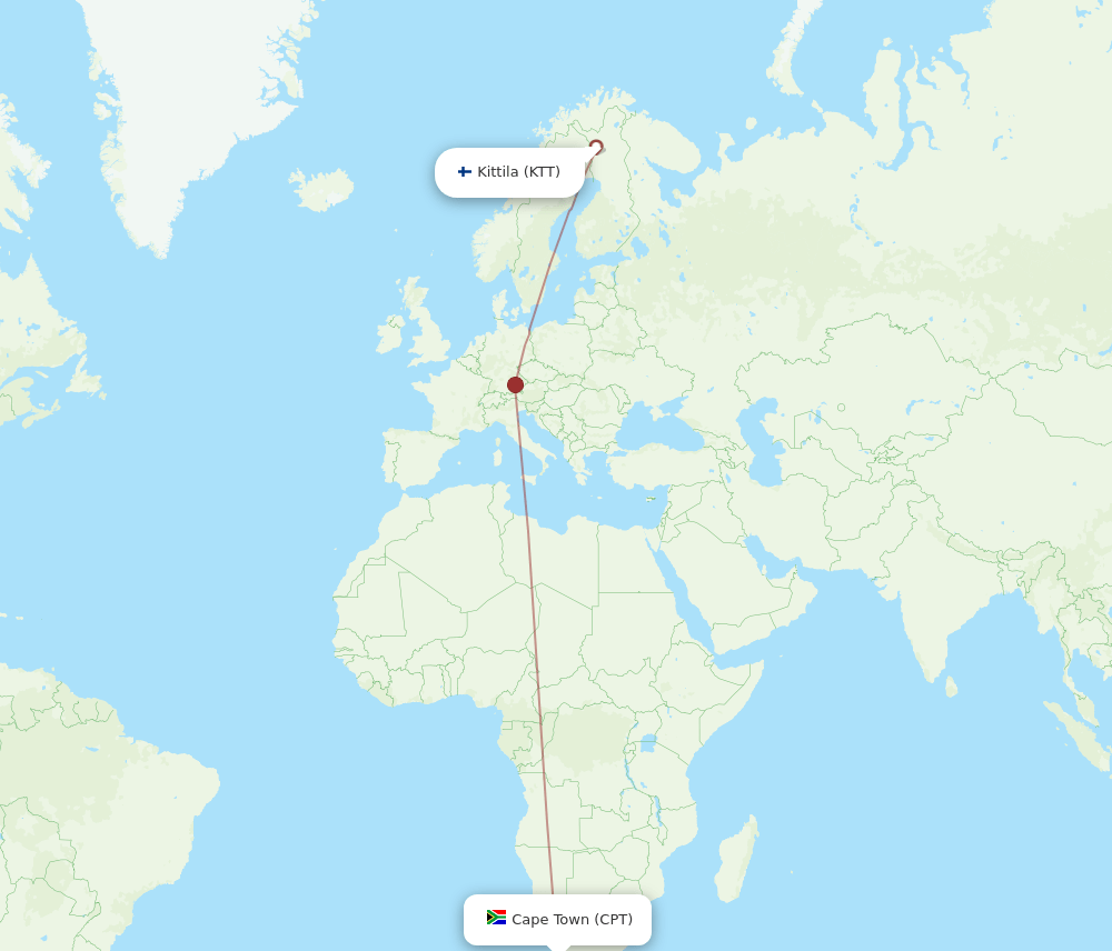 KTT-CPT flight routes