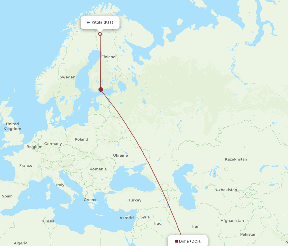 KTT-DOH flight routes