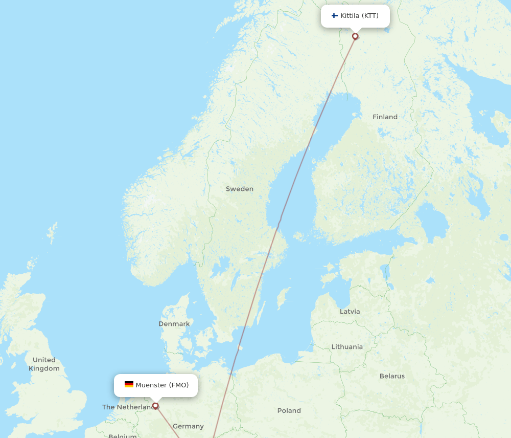 KTT to FMO flights and routes map