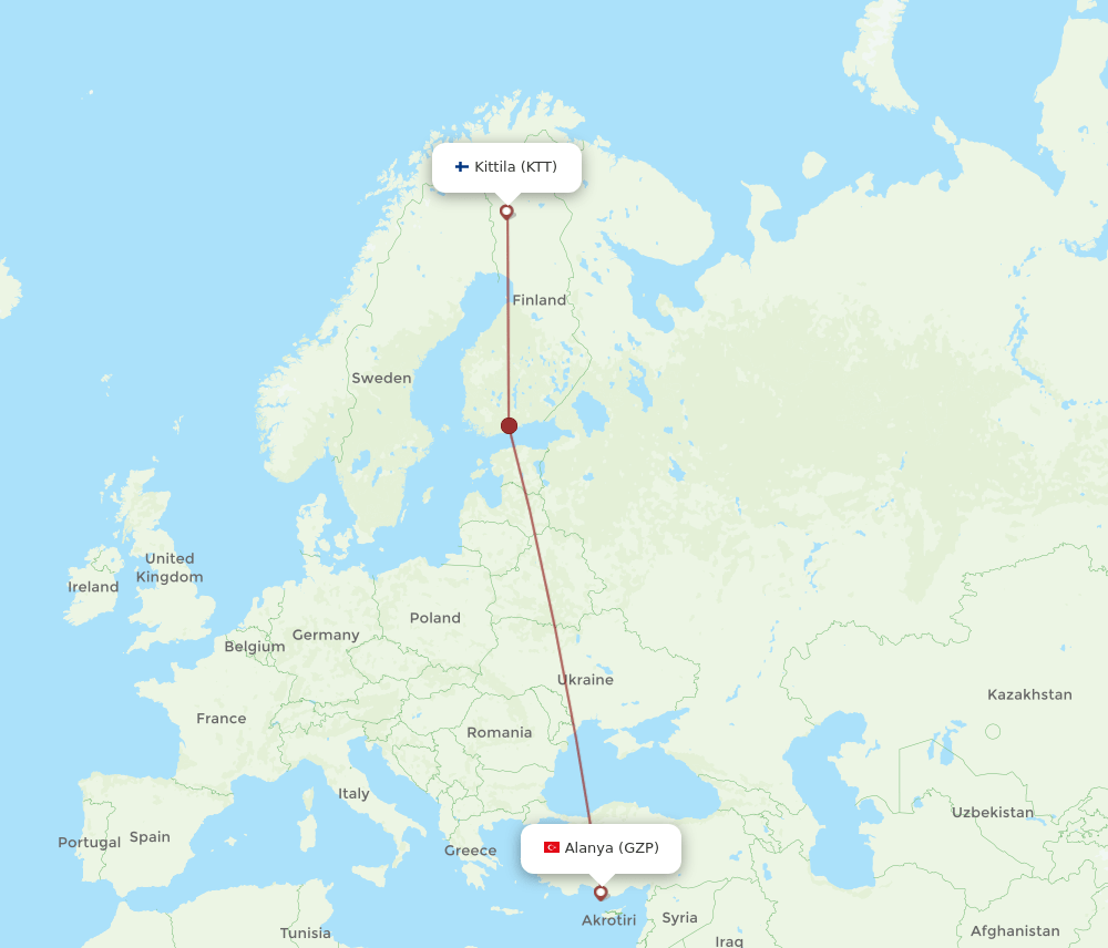 KTT-GZP flight routes